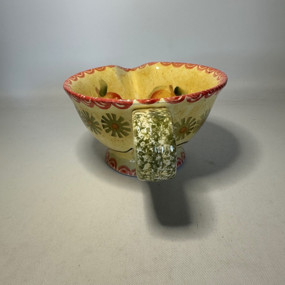 Italica Ars Handpainted Gravy Sauce Pitcher Yellow & Red Sponged Leaves Fruit - Picture 4 of 8